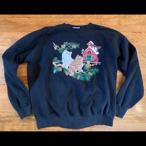 Vtg 90s cat sweatshirt